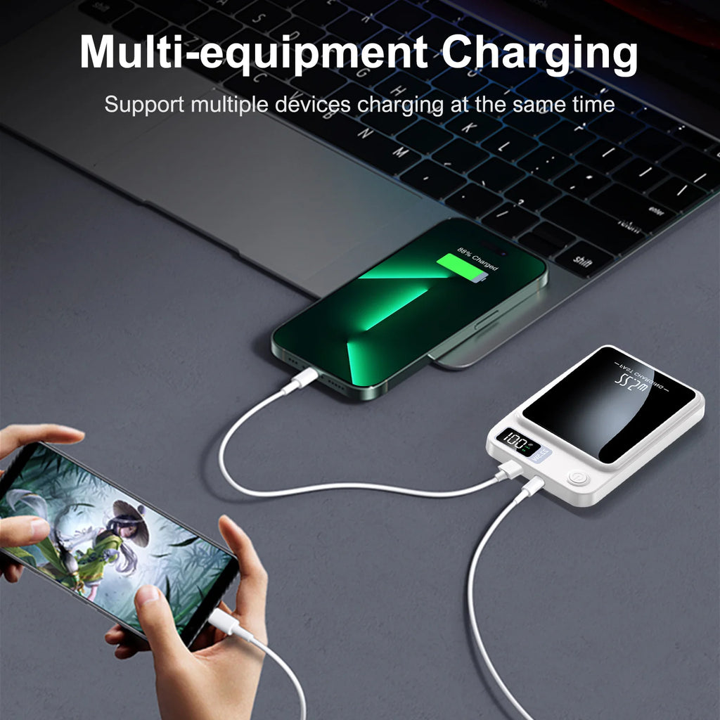 2-in-1 Wireless Magnetic Power Bank Fast Charging Portable PD 22.5W 10000mAh LED Power Display for iPhone 17/16/15/14 Samsung
