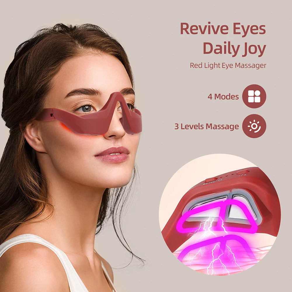 Red Eye Massager Under-Eye Glasses Massager Relieves Eye Fatigue Eyes Massage Glasses Eye Fatigue Relief Massager