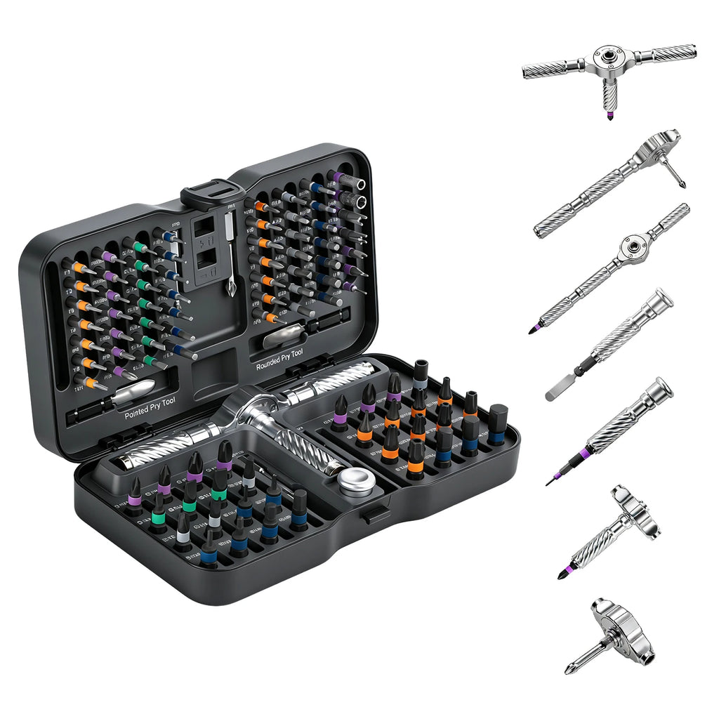 VMAN 100in1 Multifunction Ratchet Screwdriver Set Multi Magnetic Bits Mini Repair Tool Kit Household Tool For PC & Desk Etc.
