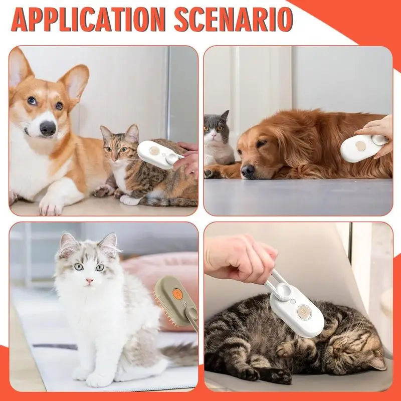 Pet Steam Brush Cat And Dog Deshedder Tool for Grooming And Hair Removal