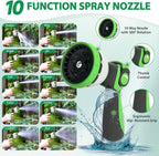 Upgraded Version of 100 Foot Non Retractable Garden Hose, Equipped with 10 Spray Mode Nozzles, lightweight and Flexible, anti Winding, with 3/4 inch Brass Joint, Explosion-Proof and Durable, Suitable for Outdoor Courtyards, L