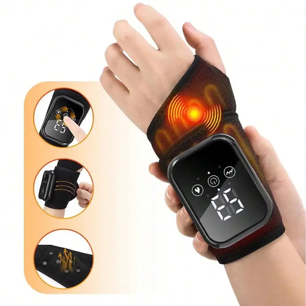 1pc Rechargeable Wrist Heating Pad With Massage, 3 Temperature & 3 Vibration Levels Adjustable, For Wrist & Ankle Relaxation, Suitable For Home, Gift, Work, Travel, Left & Right Hand
