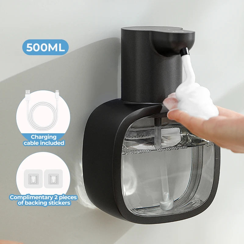 Automatic sensor soap dispenser, foam hand washing device, portable soap bottle, 500ml soap distribution device, in bathroom