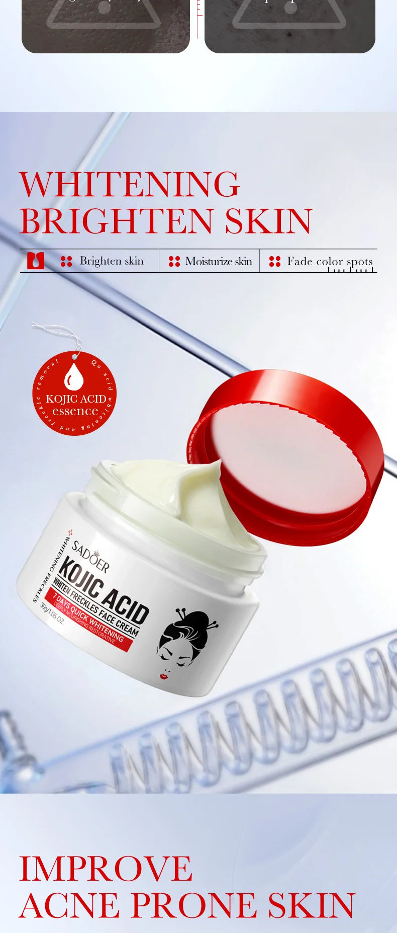 SADOER Kojic Acid Skin Care Sets Moisturizing Freckle Removing Face Cream Anti Dark Circles Eye Cream Travel Size Skin Care