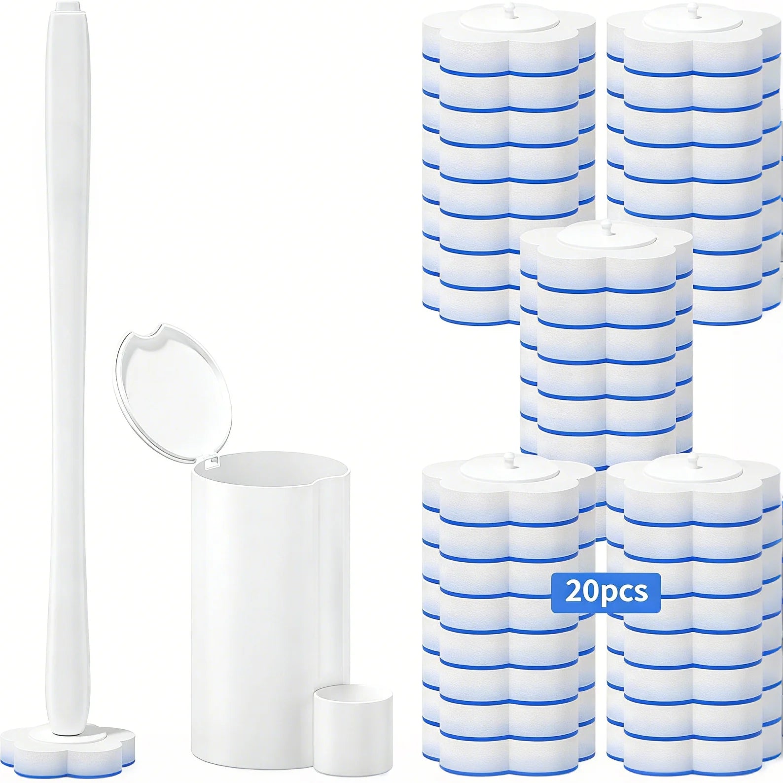 Disposable Toilet Bowl Brush with 18 Toilet Wand Refills, Toilet Bowl Cleaner Wands, Toilet Cleaning System Starter Kit