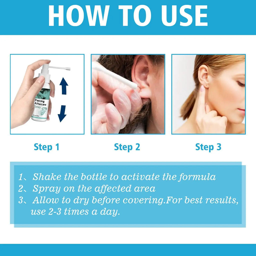 Gentle Liquid Cleaner Fluid Spray Piercing Aftercare Mist Ear Piercing Care Solution For Ear Nose Belly Piercings Gentle Mist