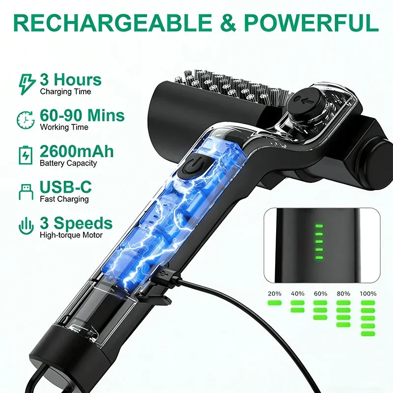 Electric BBQ Cleaning Brush, Rotating BBQ Cleaning Tool, 3 Speed Settings, 2600mAh, Suitable for Outdoor BBQ Grills, Steam BBQ Cleaning Brush Accessories