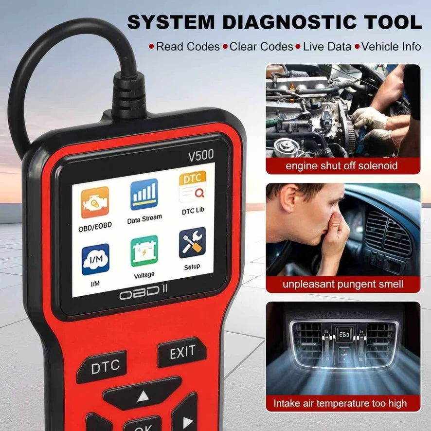 V500 OBD2 Scanner Auto Car Diagnostic Tool with Color Screen Code Reader And ECU Health Inspection Functionality