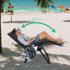 JHK Portable Zero Gravity Recliner Chairs Set of 2 Outdoor Garden Folding Lounge Chair with Cup Holder Trays Adjustable Pillow