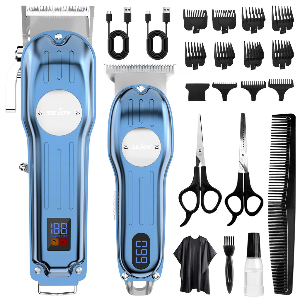 Sejoy Rechargeable Hair Clipper Combo Professional Electric Hair Trimmer Set Cordless Haircut Machine Kits for Barber