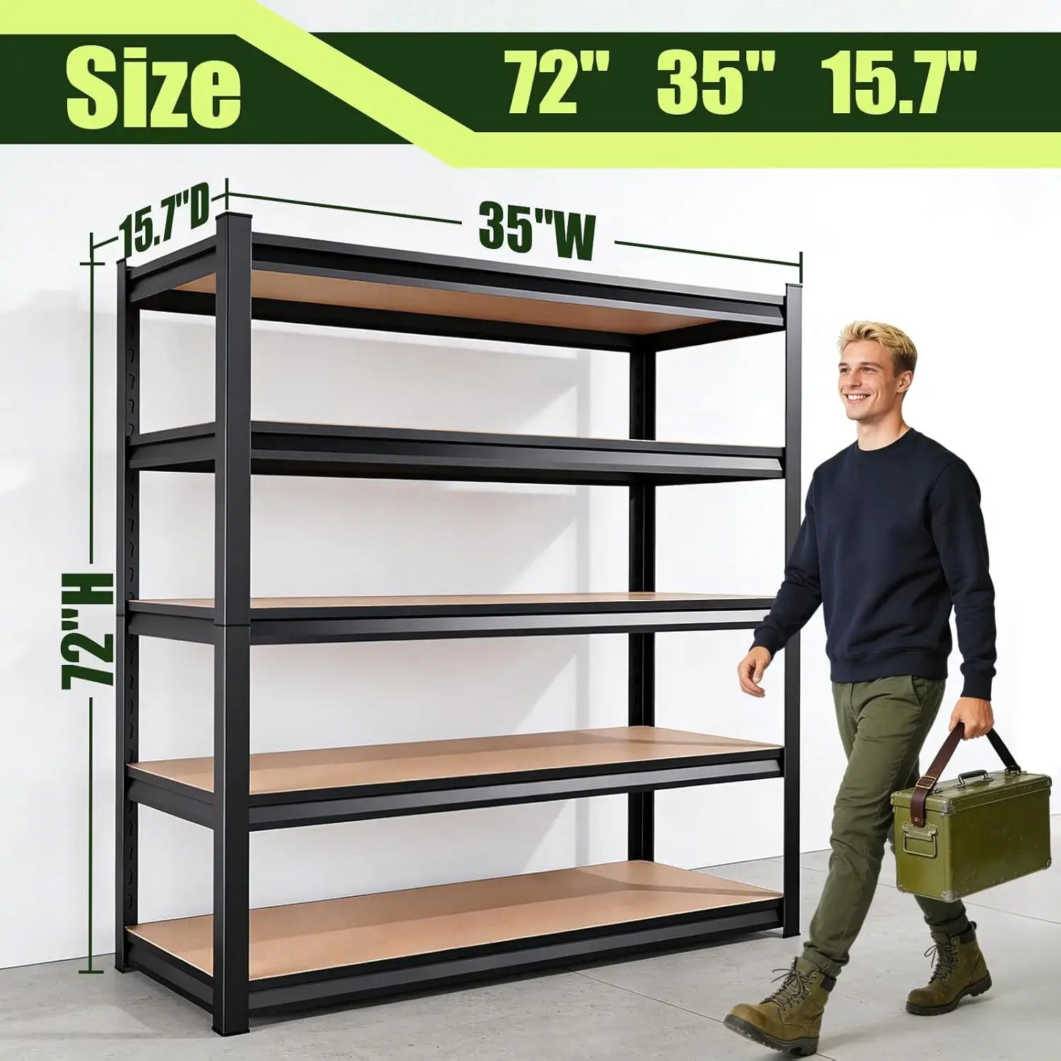 2000LBS Garage Shelving, Heavy Duty Garage Shelves, Adjustable Metal Shelving Unit, Easy Assembly Garage Storage, Customized