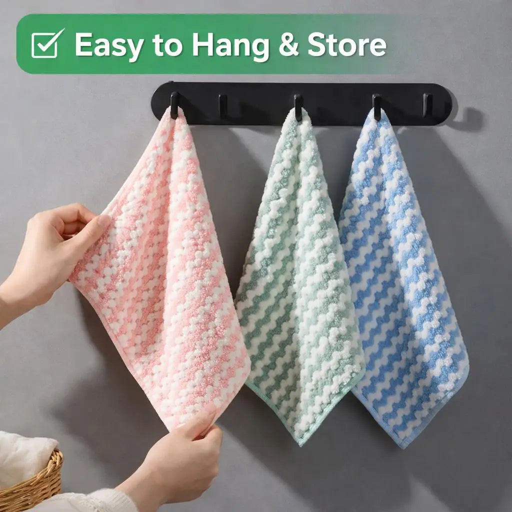 30-pack Non-stick, Sewage-resistant, Corrugated Microfiber Kitchen Cloths - Household Cleaning Cloths