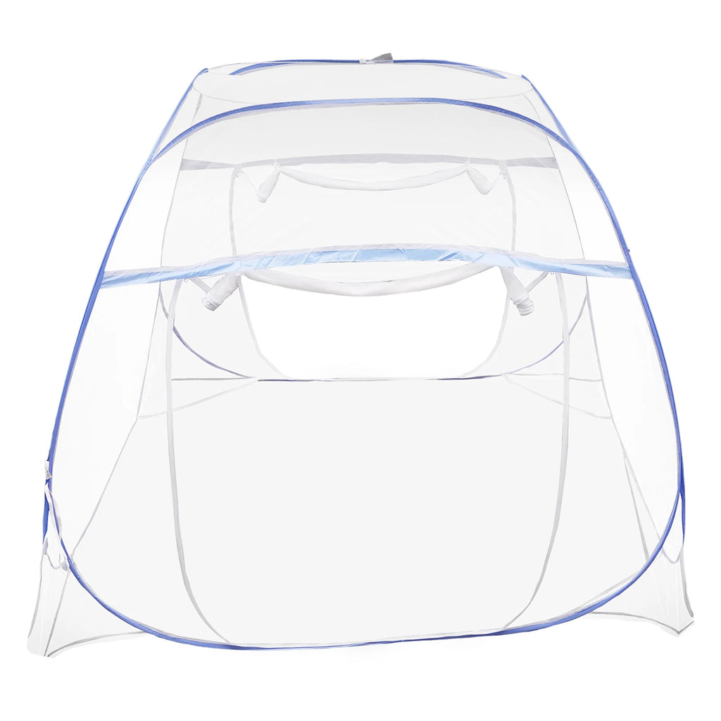 1.8M Blue Bed Cover Total Enclosed Anti-Mosquito Bed Canopy with Storage Bag Triple Door Double Zip Design Easy Installation