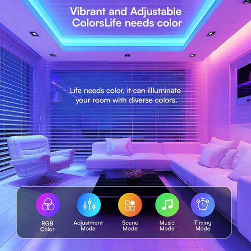 100FT Bluetooth LED Strip Lights, RGB Color Changing Led Strip Lighting with 24-Key Remote and  APP Control, Music Sync Lights
