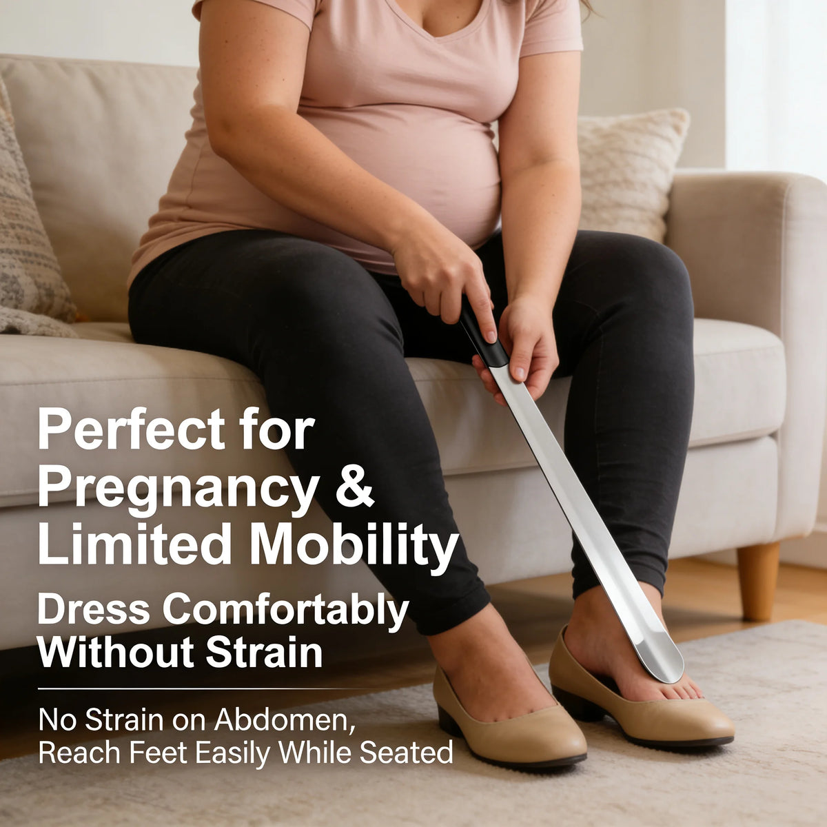 Long Handle Shoe Horn Set of 2, 13 & 16 Inch, High Quality Metal with Ergonomic Handle, Makes Putting on Shoes Effortless