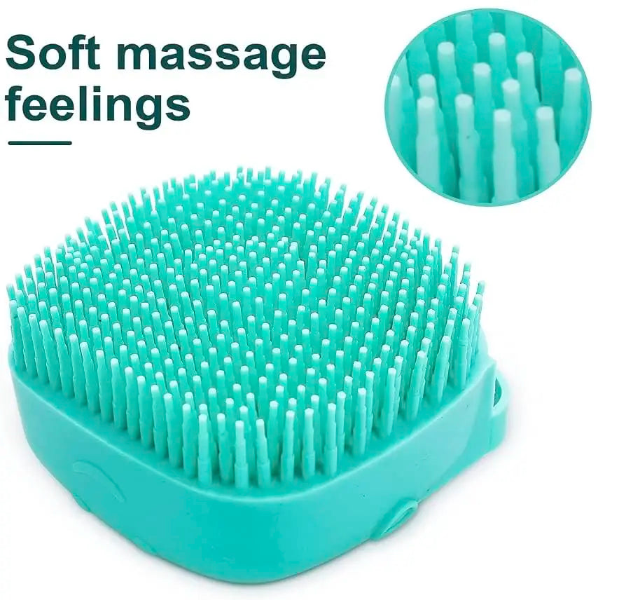 2-in-1 Silicone Pet Bath Brush - Fur Cleaning Massaging Foam Making Gentle on Dog Skin