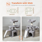 Cat Tree Cat Tower for Indoor Cats 2 Styles Cat Activity Tree with Cat Scratching Posts Big Hammock and Removable Top Perch Grey