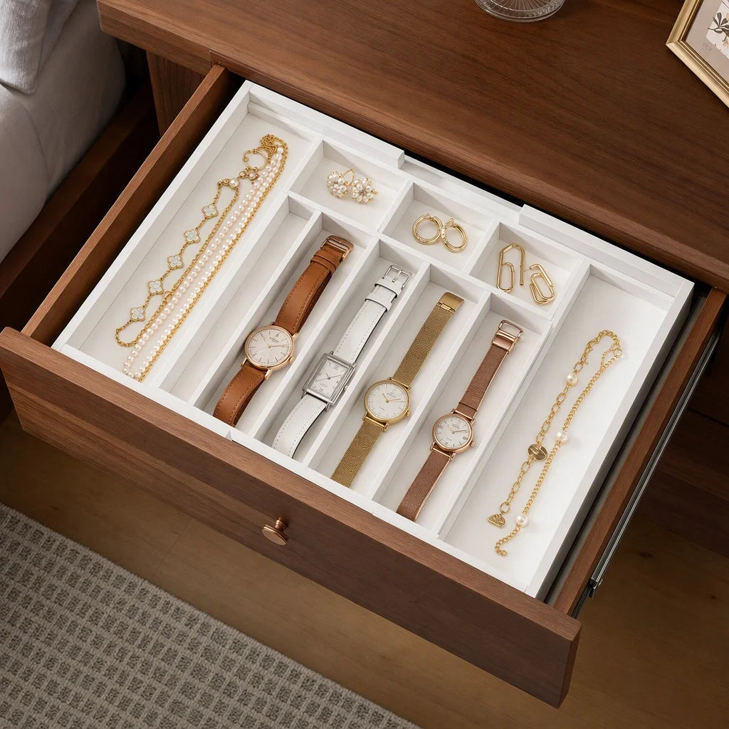 Bamboo Expandable Drawer Organizer for Utensils Holder, Adjustable Silverware Organizer Cutlery Tray, Drawer Dividers for Utensils, Flatware, Knives in Kitchen, Bedroom, Living Room