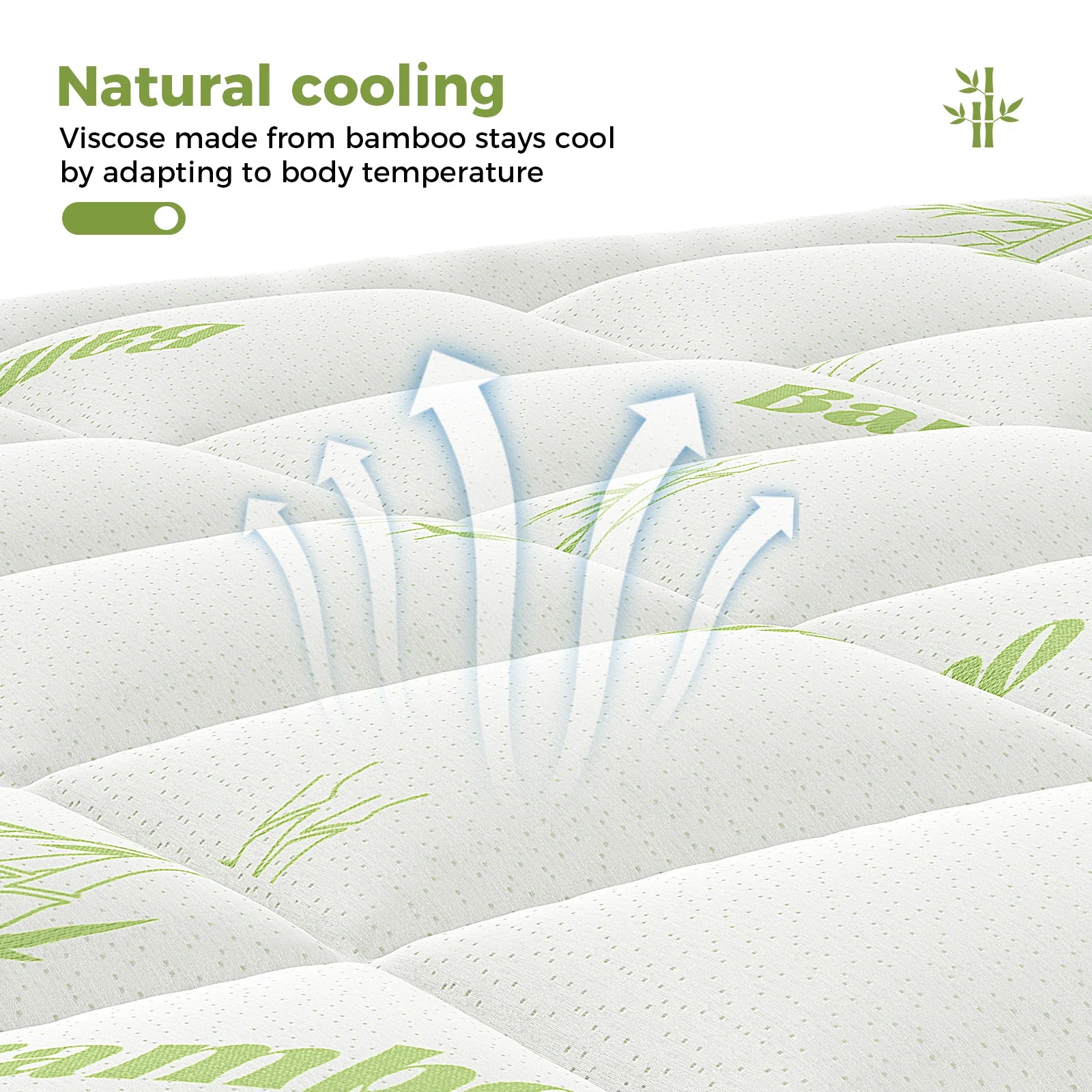 JHK Bamboo Fiber Soft Mattress Topper with Deep Pockets 400g Thick Mattress for Back Pain Relief Breathable Cooling Material