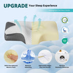 JHK Ergonomic 23.6" Largex13.8" Wide Cervical Neck Pillow Memory Foam Pillow with Cooling Pillowcase Cervical Contour Pillows