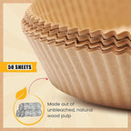 50pcs Round Air Fryer Paper Liners - 8'' Oil-Proof Heat Resistant Liners for 5-8 QT Air Fryer Cooking