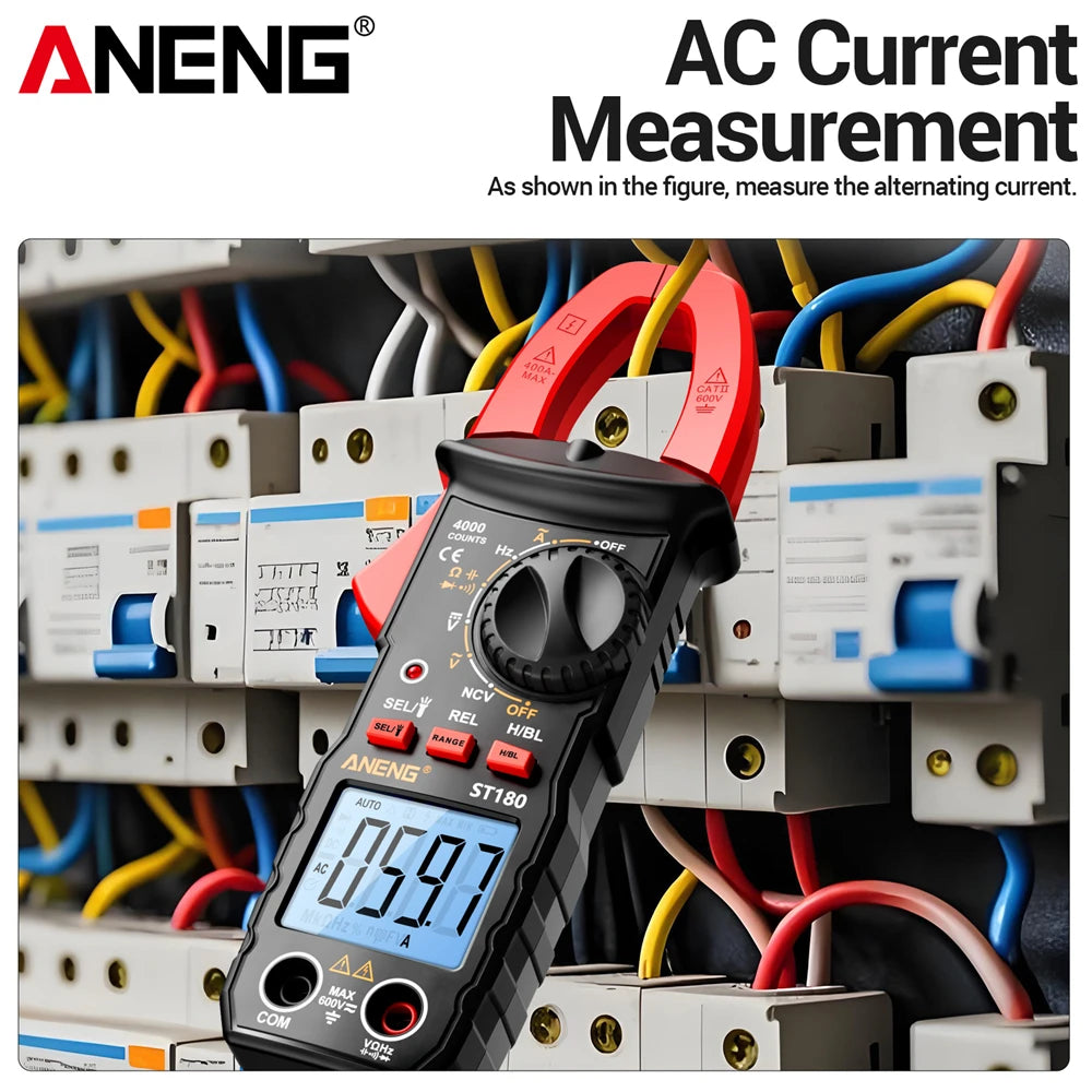 ANENG ST180 Digital Clamp Meter 4000 Counts Multimeter AC Current NCV Capacitance Resistance Frequency Tester Measurement Tool