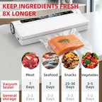 120W High Power Vacuum Sealer 95KPA Strong Suction Digital Countdown Dry & Wet Food Sealer Machine with 20pcs Bags for Home Refrigerator Sous Vide Cooking