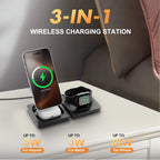 Magnetic Wireless Charger 3-in-1 Folding Fast Charging Station Foldable Travel for Magsafe  iPhone 17/16/15/14/13 Watch Airpods