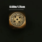 Vintage Brass Metal D6 Dice 17.5mm, Engraved Pattern Solid Copper 6 Sided Dice for Tabletop Game, Bar Entertainment & Collection