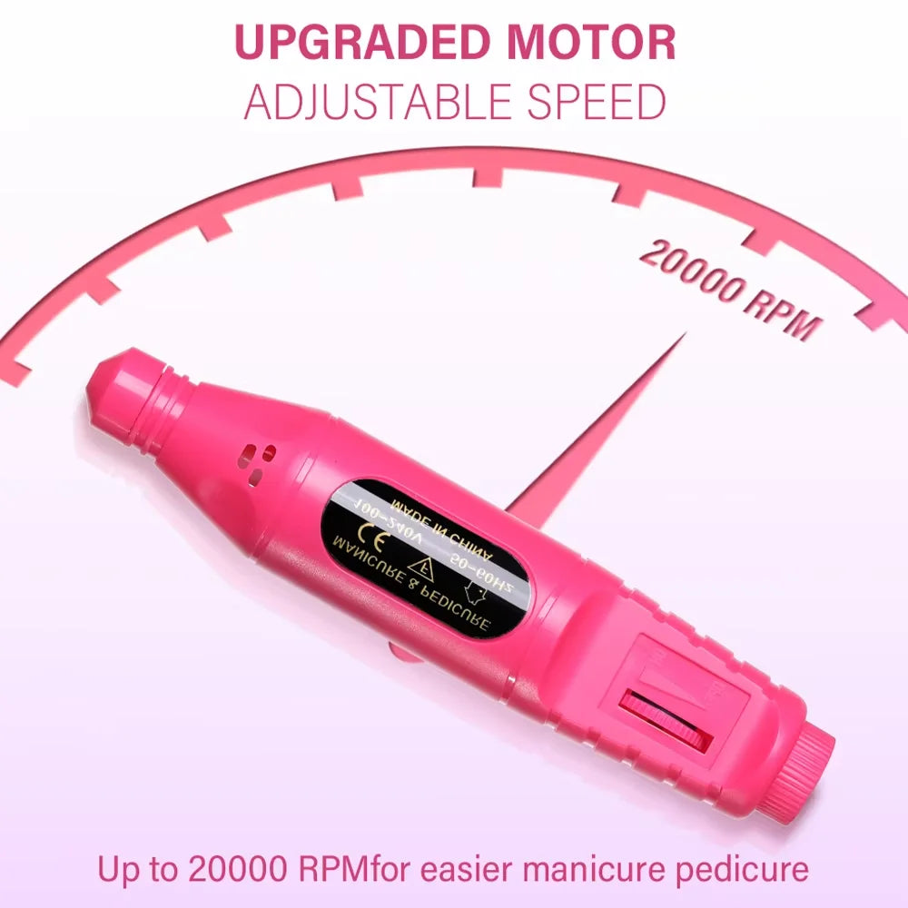 6 In 1 Electric Nail Drill Set Portable Nail Grooming Tool Includes Drill Bits Power Cord Suitable for Nail Filing and Buffing