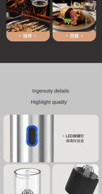 1pc/2pcs Electric Salt and Pepper Grinder Automatic Rechargeable Pepper Mill Shakers External Adjustable Coarseness Kitchen