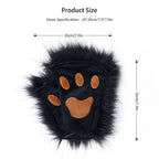 Wolf Paw Gloves Faux Fur Cat Fingerless Mittens Winter Warm Cosplay Halloween Fancy Party Costume Accessories