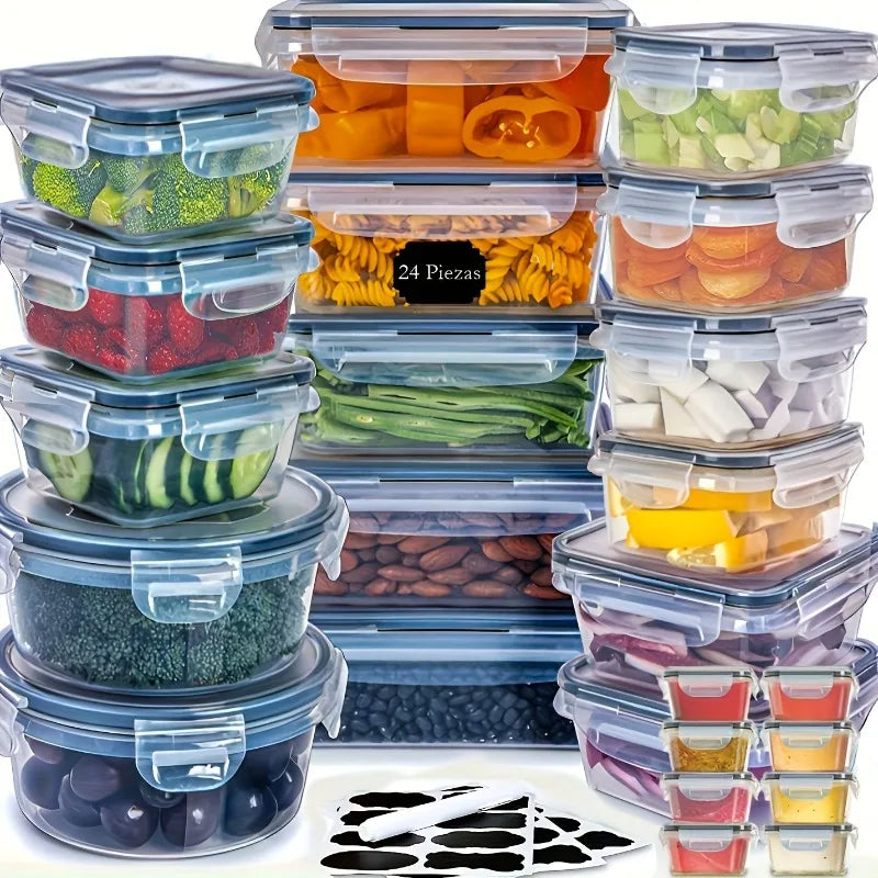 48PCS BPA-Free Food Storage Set – 24 Airtight Containers with Lids & Labels for Kitchen, Pantry & Travel - Nexvibe