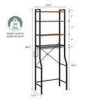 JHK 4-Tier Freestanding Bathroom Organizer Shelf Over Toilets with Adjustable Storage Rack Shelf and Basket Space Saver Above Toilet Storage Cabinet with 3 Hooks for Rooms