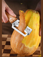 1pcs Stainless steel peeler with wooden handle for peeling and slicing fruits and vegetables | Durable and smooth operation