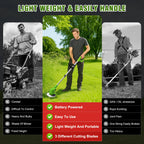2-in-1 Cordless Electric  Lawn Mower Brushless Edger Eater Grass String Trimmer Cutter 650W 18000 RPM With 24V Two Battery Adjustable For Garden Tool
