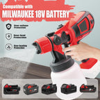 【Hot Sale】Paint Sprayer for Milwaukee 18V Battery, HVLP Spray Paint Gun with Brushless Motor and Copper Nozzle,  Cordless Paint Sprayer for Home Interior and Exterior, House Paint 30000RPM