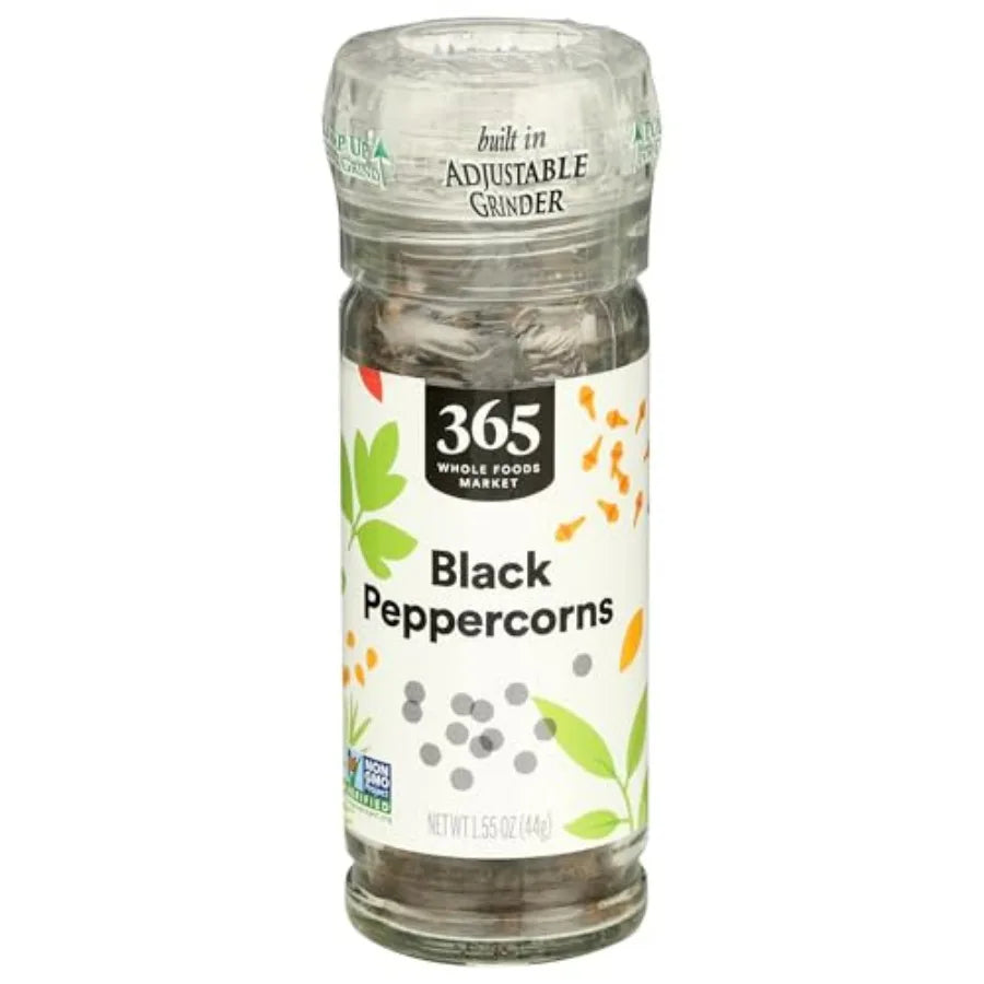 Black Peppercorn Grinder 1.55 Ounce Kitchen Spice Grinder Stainless Steel Black Durable Grinding Mechanism for Seasoning and Co