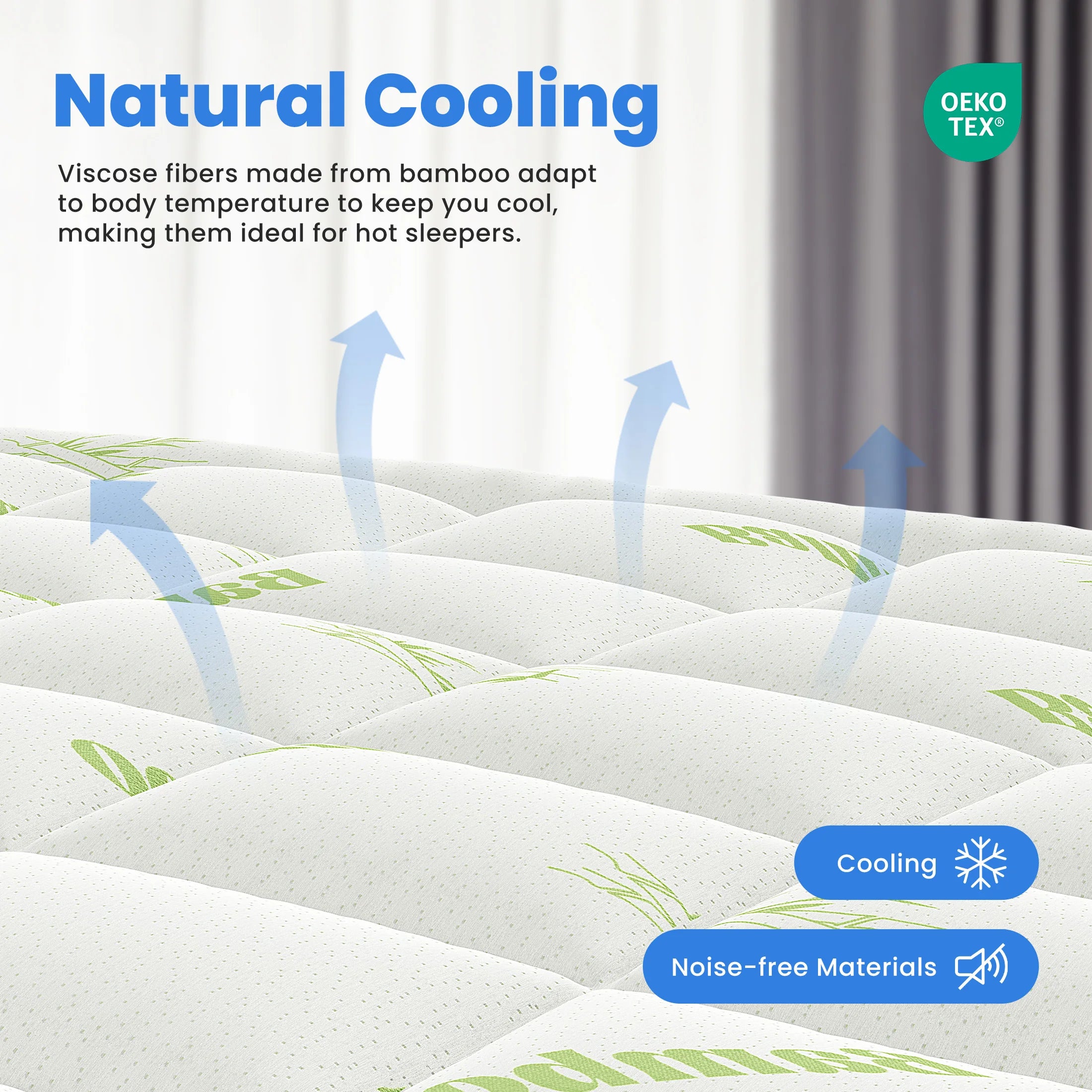 MCQ 400g Bamboo Viscose Mattress Topper Ultra Soft Pillow Top Mattress Pad with Stretchable Pockets Breathable Cooling Topper
