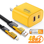 48W Fast Charger Set 4 in 1 2M USB C Cable Multi Port Wall Adapter For iPhone 17 17 Air 16 15 Pro Max Samsung Galaxy S26 S25 S24 Ultra iPad AirPods Universal Travel Power Block