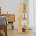 4 Tiers Rotating Bookshelf 360° Revolving Bookcase Display Book Shelf 50kg Load Capacity for Living Room/Balcony/School/Church/Library/Shopping Mall