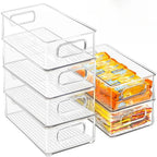 1/2/3Pcs Clear Pantry Storage Bins with Handles ，Stackable Refrigerator Organizer， Organizer Bins for Cabinets or Fridge
