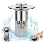 Universal 304 Stainless Steel Bathroom Sink Drain Stopper Pop-Up Hair Catcher Filter Anti-odor Anti-Clog Basin Plug