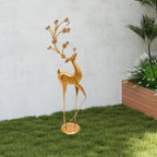 Retro Gold Deer Statue Metal Reindeer Figurines Modern Elegant Indoor Holiday Decor Statue for Homes Offices Cafés Star Hotels 27*13*85cm/10.63*5.12*33.46in