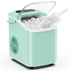 JHK Small Portable Ice Machine Countertop Ice Maker with Scoop Basket and Handle 9 Ice Cubes Ready in 6 Mins 26.5lbs in 24Hrs for Home Kitchen Party