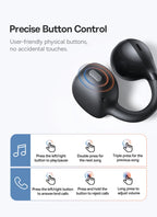 Baseus Bass BC1 Open Ear Earbuds Clip-On Headphones Open-Ring Comfort Clip Earphones SuperBass 4-Mic Clear Calls Sports Earbuds