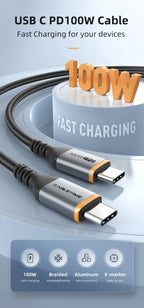 CABLETIME USB C to USB C Cable PD100W Type C Cable Alluminum Shell Braided 5A Fast Charging 480Mbps Fast Transmisson for Laptop iPhone 17