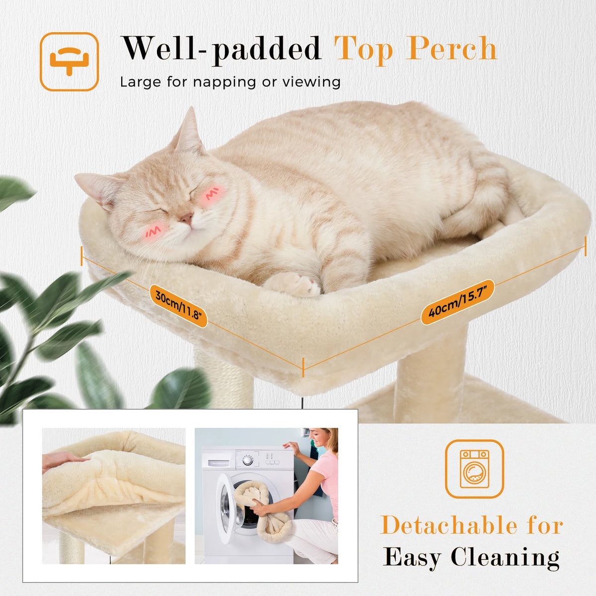 Cat Tree Multilevel Cat Tower with Double Condos, Spacious Perch, Fully Wrapped Scratching Sisal Post and Replaceable Balls