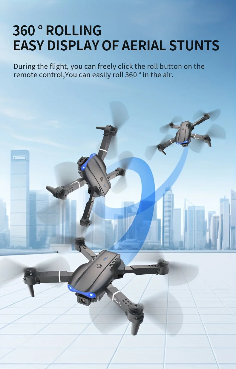 The Upgraded 2026 E99PRO MAX Drone Features Dual 8K Cameras, In-Screen Remote Control, Two Batteries, One-Key Return-to-Home, A Foldable Design, USB Charging, Wi-Fi Connectivity, and Flight Gaming Capabilities. This Drone Is