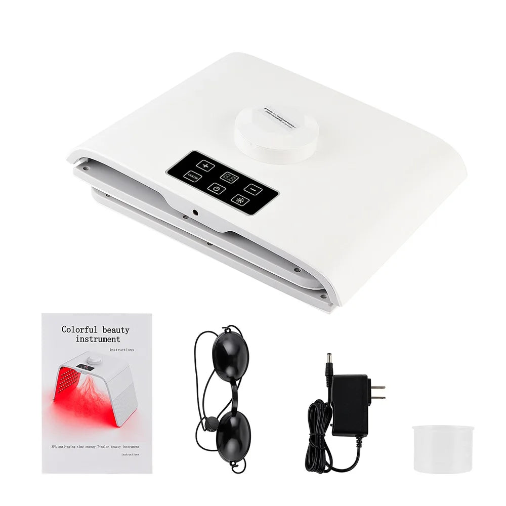 Foldable 7 Color LED Photon Facial Body Beauty Machine Skin Rejuvenation Light Nano Spray Equipment Home Skin Care SPA Instrument